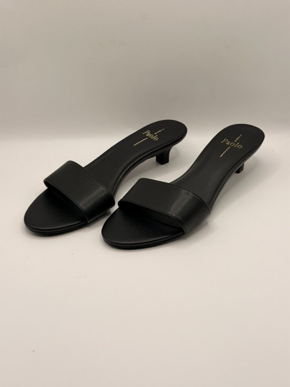 Linea Paolo Women’s Ilia Black Leather Kitten Heel Sandal Sz 8 M - Picture 8 of 10